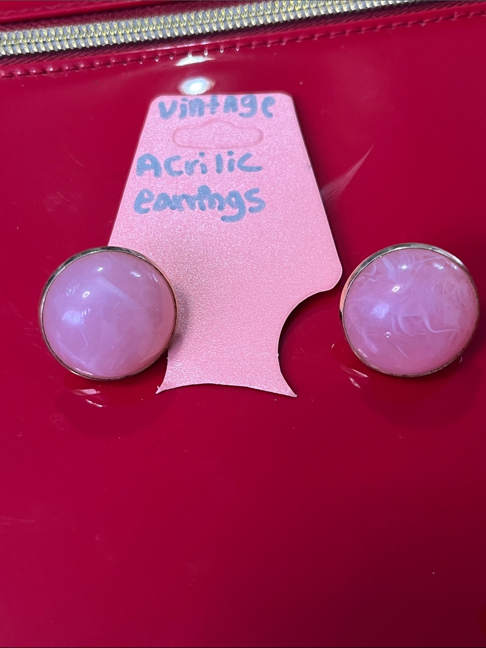 Soft Pink Acrylic Dome Stud Earrings - Unbranded